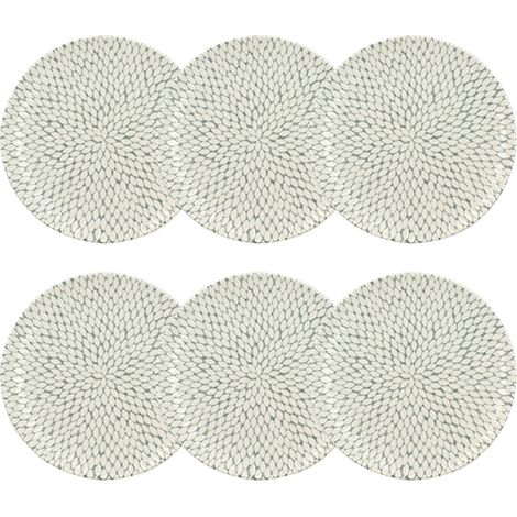 Lot de 6 assiettes plates en porcelaine 27cm, JASMIN (1/4)
