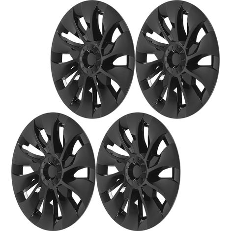 4 Jantes Enjoliveurs 18 Pouces Noir Brillant Enveloppés Intégralement Remplacement pour Tesla Model 3 2017-2023 (1/5)