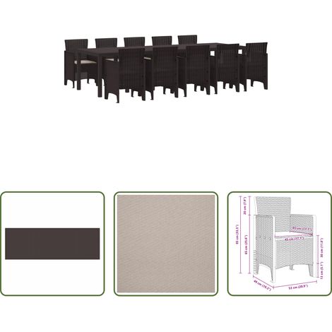 Salle à manger extérieur - Ensemble de salle à manger pour jardin 11 pcs Marron et Taupe (1/5)