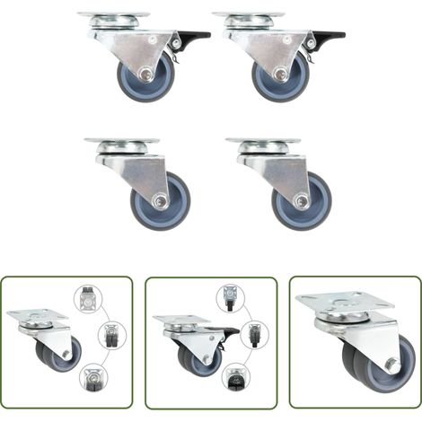 The Living Store Roulettes pivotantes doubles 4 pcs 50 mm - Roulettes Pivotantes - Roulettes Doubles - Chariots - Meuble Roulant - Support Plante (1/5)