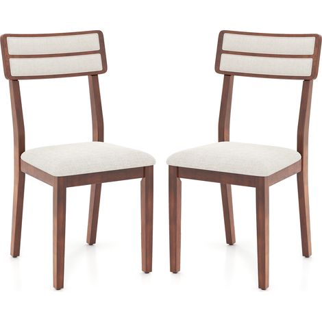 Lot de 2 Chaises de Salle à Manger, Chaises de Cuisine Rembourrées avec Dossier Haut, Pieds en Bois de Caoutchouc, Sans Accoudoirs, Charge 180 KG (1/5)
