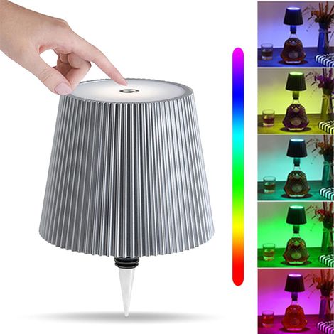 Lampe de table bouteille de vin veilleuse, RVB, lampe de table LED, lampe décorative de bureau sans fil pour chambre à coucher, à intensité variable (1/5)