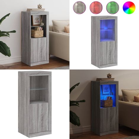 Buffet avec lumières LED sonoma gris 41x37x100 cm - Buffet Design Moderne - Meuble Rangement - Luminaire Led Rgb - Armoire Lumineuse - Décoration Intérieur - Home & Living (1/5)