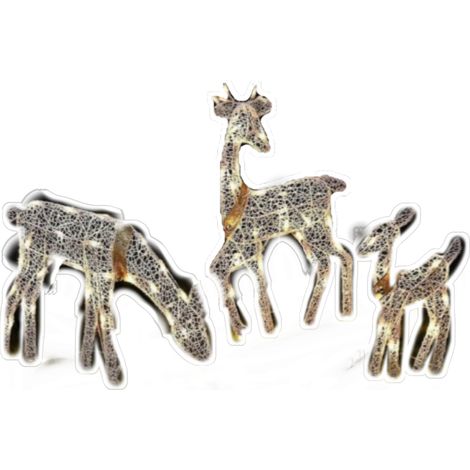 Lot de 3 figurines de Noël, Fokelyi, rennes lumineux, blancs, tailles différentes (1/5)
