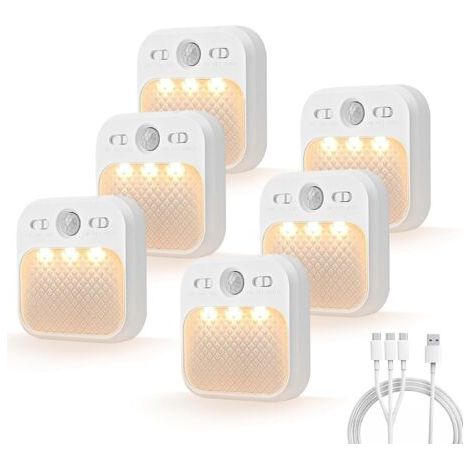 MERTTURM Lampe Detecteur de Mouvement Interieur[30 Jours en Veille], Veilleuse Enfant LED avec 3 Couleurs de Lumière, Magnétique Adhésive pour Couloir, Escalier, Chambre, Salon, 6 pièces (1/5)