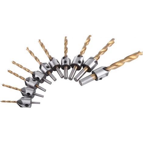 SJLERST Punta da trapano svasatore per carpenteria per la lavorazione del legno, gambo rotondo con chiave esagonale (3,5 mm) (1/5)