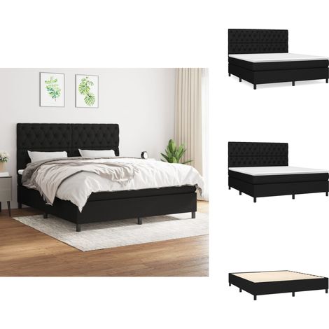 Boxspringbett mit Matratze Schwarz 160x200 cm Stoff - Boxspringbett - Doppelbett - Schlafraum - Bettenrahmen - Matratze (1/5)