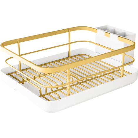 1 Égouttoir à vaisselle,Matériau ABS,Porte-ustensiles intégré,Bac de récupération,Petit espace cuisine (1/5)