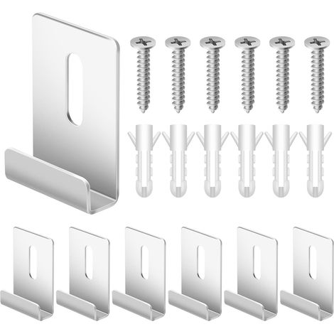18pcs 7.2mm Large Channel Mirror Hanger Clip Kit, 304 en acier inoxydable grandes pinces de retenue lourdes avec des pinces à miroir à vis (1/5)