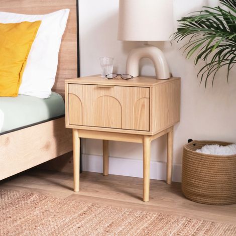 Lot de 2 tables de chevet finition chêne 1 tiroir NOLAN (1/5)