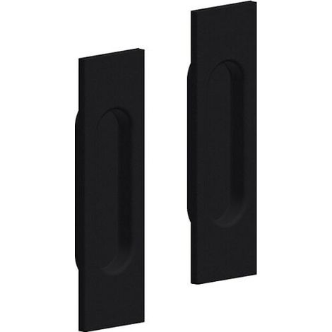 Griffmulden Set für Schiebetüren, eckig, Farbe schwarz, für Durchgangstüren, Zimmertüren, Schranktüren (1/5)