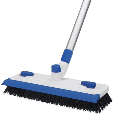 Balais Nettoyer Sol Brosse à Récurer avec Raclette 3 en 1 Brosse Joint Carrelage Brosse de Nettoyage avec Long Manche 140 cm pour Terrasse, Patio, Salle de Bain, Cuisine, Carreaux (1/5)