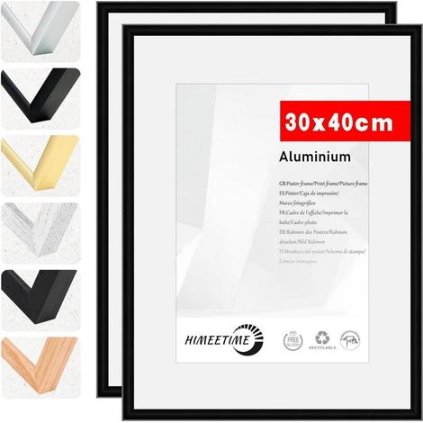 2er Set Bilderrahmen 30x40 cm Aluminium Schwarz Matt mit Acrylglas (1/5)