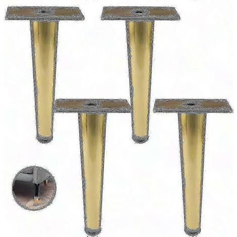 Ensemble de 4 pieds de meubles droits en métal, adaptés aux canapés, tables, armoires et tables de chevet, de 20 cm de long, plaqués or. (1/5)