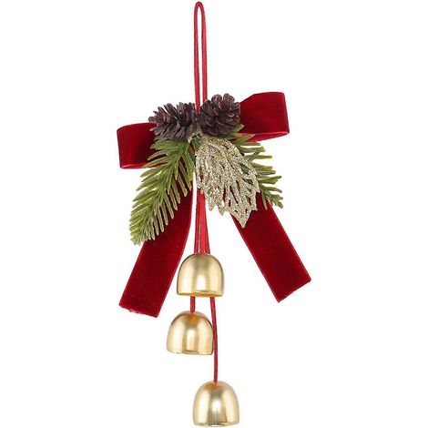 Velours nœud décoratif cloche Noël décoration suspendue, festif couronne, pour porte fenêtre hiver décoration,E