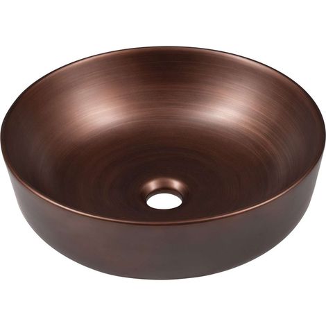 Sapho Priori - Lavabo da appoggio, diametro 42 cm, senza troppopieno, senza foro per rubinetto, in rame PI040 (1/5)