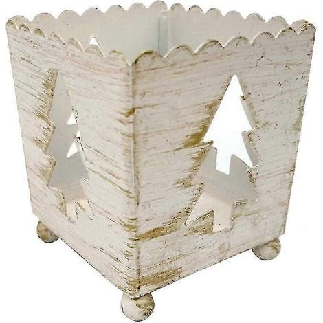 Lanterne en métal, porte-bougie en fer, bougeoir pour bougie chauffe-plat, lanterne décorative, cadeau-Tree White