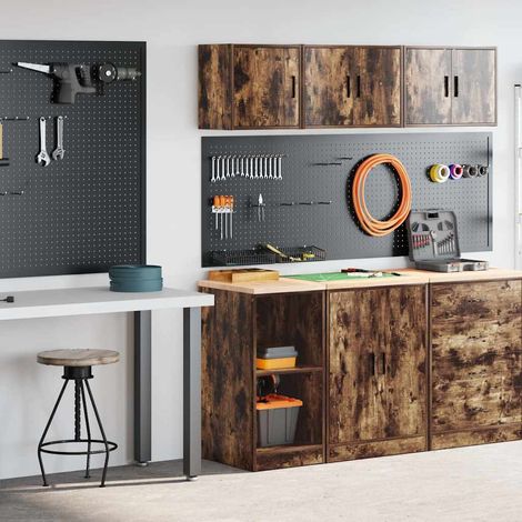 Garagenschränke 2 Stk. Räuchereiche Holzwerkstoff