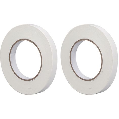 Lot de 2 rouleaux de ruban adhésif double face, 15 mm de largeur, 50 m de longueur, en polyéthylène imperméable, pour la fixation. (1/5)