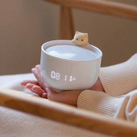 Réveil chat mignon, horloge décorative pour chambre d'enfant, blanc (1/4)