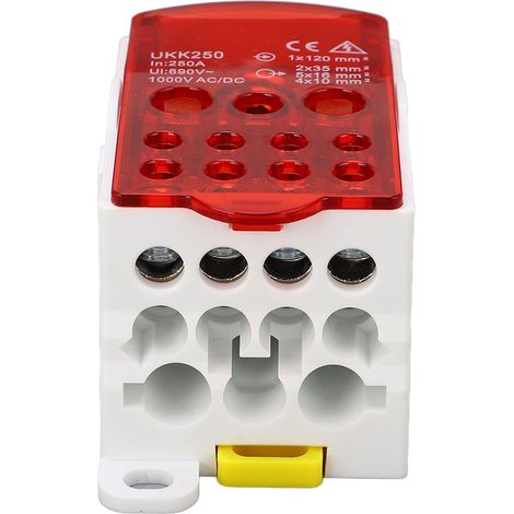 Boîte de jonction à bornier pour rail DIN, unipolaire, 690 V, 250 A, rouge (1/5)