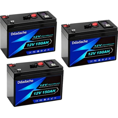 Batterie Lithium, Capacité de 150Ah, Protection BMS Avancée, 150Ah-1Chargeur-3PCS (1/2)