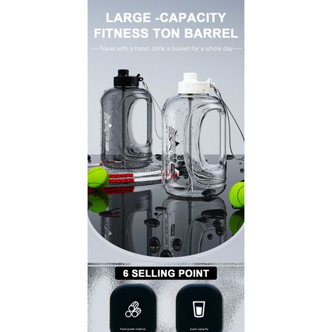 Große 1500-ml-Sportwasserflasche mit Strohhalm, auslaufsicherer, tragbarer Becher für Outdoor-Aktivitäten.