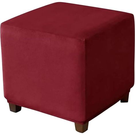 Fodera in velluto per poggiapiedi quadrato, fodera per poggiapiedi cubico con elastico protettivo (rosso) (1/3)