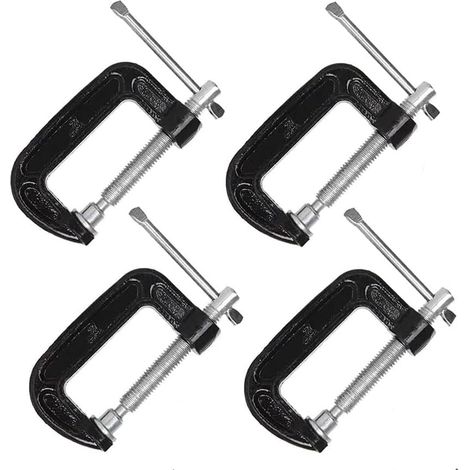 4er-Pack Robuste 5,1 cm C-Schraubzwingen aus Stahl – Für Holzbearbeitung, Schweißen und Bau