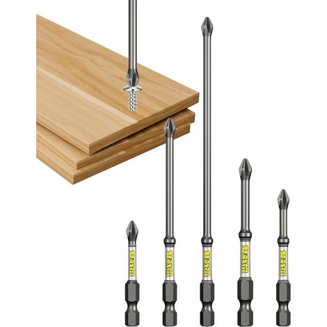 Tournevis 5 pièces magnétiques antirouille Kit combiné d'de perceuse Pour la maison atelier garage construction menuiserie métallerie perçage (1/5)