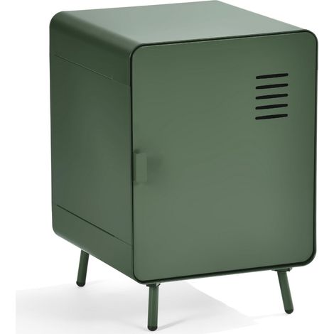 Table de Chevet avec Porte et Deux Étagères Meuble de Rangement Casier en Métal pour Salon Chambre Bureau, Industriel, Vert, 40x40x57cm (1/5)