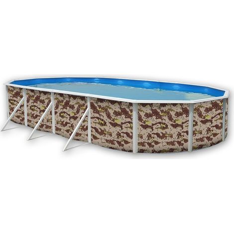 Kit piscine hors-sol acier Toi CAMUFLAJE ovale 7.30 x 3.66 x 1.20m décor camouflage (1/4)