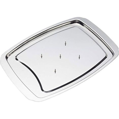 1 plateau à découper viande en acier inoxydable, avec 5 pointes fixes, rainure anti-débordement, idéal pour dinde de Noël, rôtis et service festif (1/5)