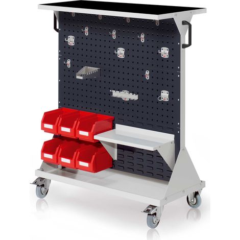Kappes RasterMobil® mobiler Arbeitsplatzschrank Größe 3 1270x1000x500mm 29-teilig mit Auflageboden inkl. Riffelgummimatte - anthrazitgrau