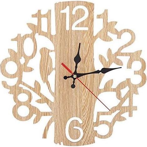 Horloge murale en forme d'arbre avec oiseau horloge murale en bois horloge décorative Vintage pour bureau à domicile salon cuisine (1/5)
