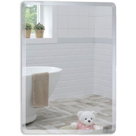Schlichter Badezimmerspiegel 60 cm x 40 cm – 4 mm verspiegeltes Glas – Flache Aufhängehalterungen für eine klare Optik – Aufhängung im Hoch- oder Querformat (1/2)