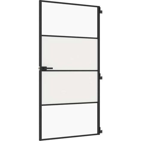 Porte intérieure,Porte d'entrée mince noir verre trempé aluminium CFW75777 (1/5)