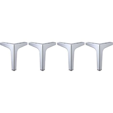 Métal Canapé Jambes Meubles Jambe de Remplacement Canapé Pieds Heavy Duty Triangle Cabinet Pieds Ensemble de 4 10 cm argent (1/4)