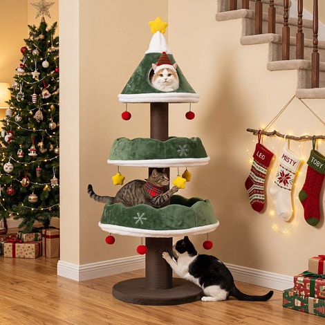Cat Christmas Tree Tower with Condo and Scratching Posts (1/5)