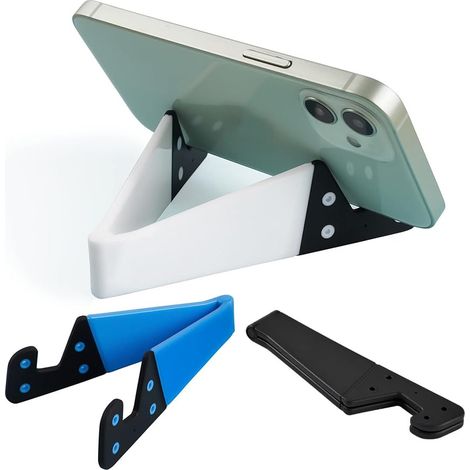 Support de téléphone portable premium en 3 parties, pliable et compatible avec iPhone, iPad, Samsung, etc., pour table ou bureau. (1/5)
