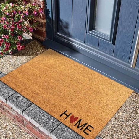 Paillasson Home Coeur en Fibre de Coco - 70x45cm - Tapis de Porte de Bienvenue, Surface Antidérapante PVC & Fibre de Coco - Entrée Maison, Couloirs, Portes-Accessoires Maison (1/4)