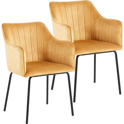 Sillas de comedor VCM 2er  Silla de cocina tapizada escandinava  Dimensiones aprox. AL. 82 x AN. 54 x T. 59 cm  Cómodo reposabrazos y respaldo  Silla de comedor - Valia (Marrón) (1/3)
