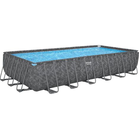 Bestway Piscine hors sol tubulaire rectangulaire Bestway APX 365 - 732 x 366 x 132 cm gris foncé
