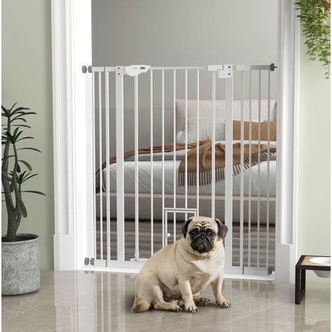 Cancelletto di sicurezza per cani con chiusura automatica, 104,1 cm, acciaio bianco DESVIAE (1/5)