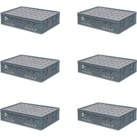 BRB 6x boîte en verre 600x400 mm 40 lunettes jusqu’à 122 mm de hauteur/diamètre 67 mm, gris