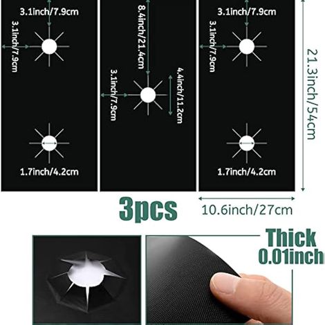 Lot de 3 protections pour plaque de cuisson à gaz, couvercle à 5 trous pour cuisinière à gaz, facile à nettoyer. (1/3)