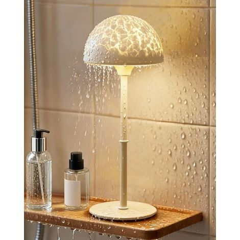 Lampe de douche étanche avec projecteur de vagues océaniques 7 couleurs – Éclairage sans fil rechargeable avec commandes tactiles et télécommande-FY- (1/4)