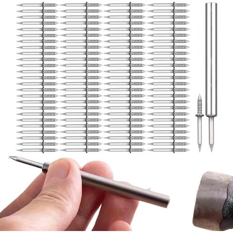 100 clous à double tête + 1 douille. Kit de clous à double tête pour une fixation invisible et sans joint des plinthes. (1/5)