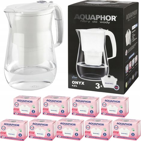 Caraffa filtrante Aquaphor Onyx da 4,2 L + 9 cartucce, bianca (1/5)