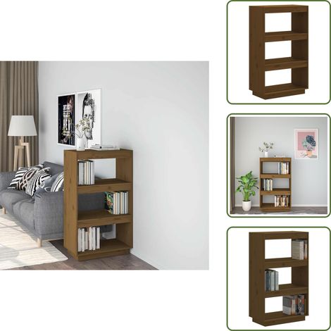 Estantería para libros - vidaXL Estantería/divisor de espacios pino marrón miel 60x35x103 cm - Estantería decorativa
